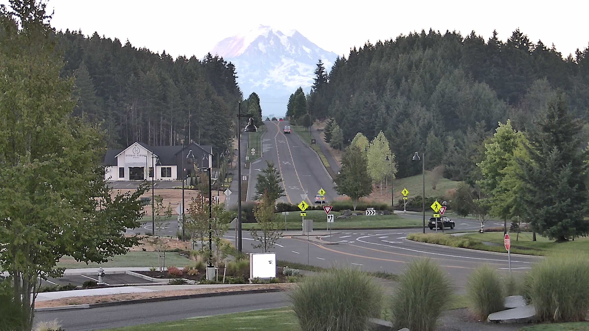 Current Mt. Rainier view from Post & Pour in Tehaleh